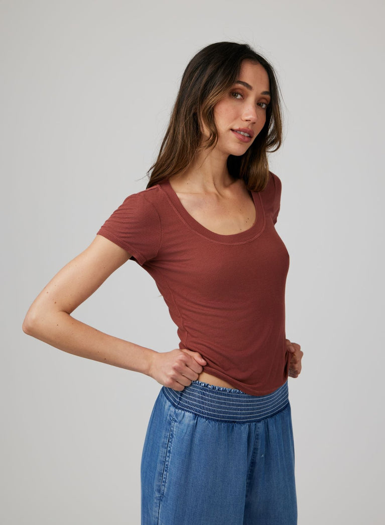 Bella Dahl Wide Scoop Neck Tee - Beachwood