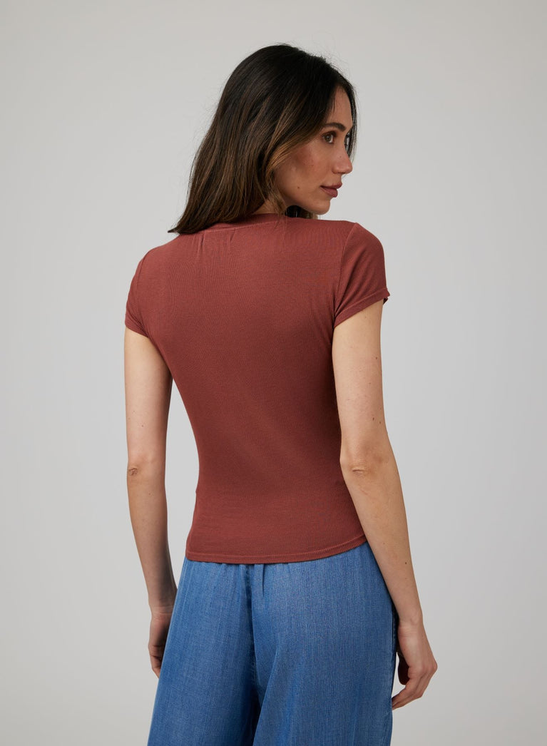 Bella Dahl Wide Scoop Neck Tee - Beachwood