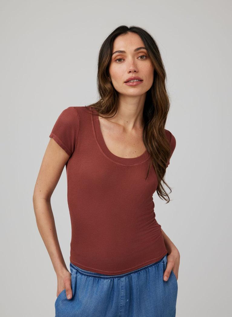 bella dahl Wide Scoop Neck Tee - Beachwood