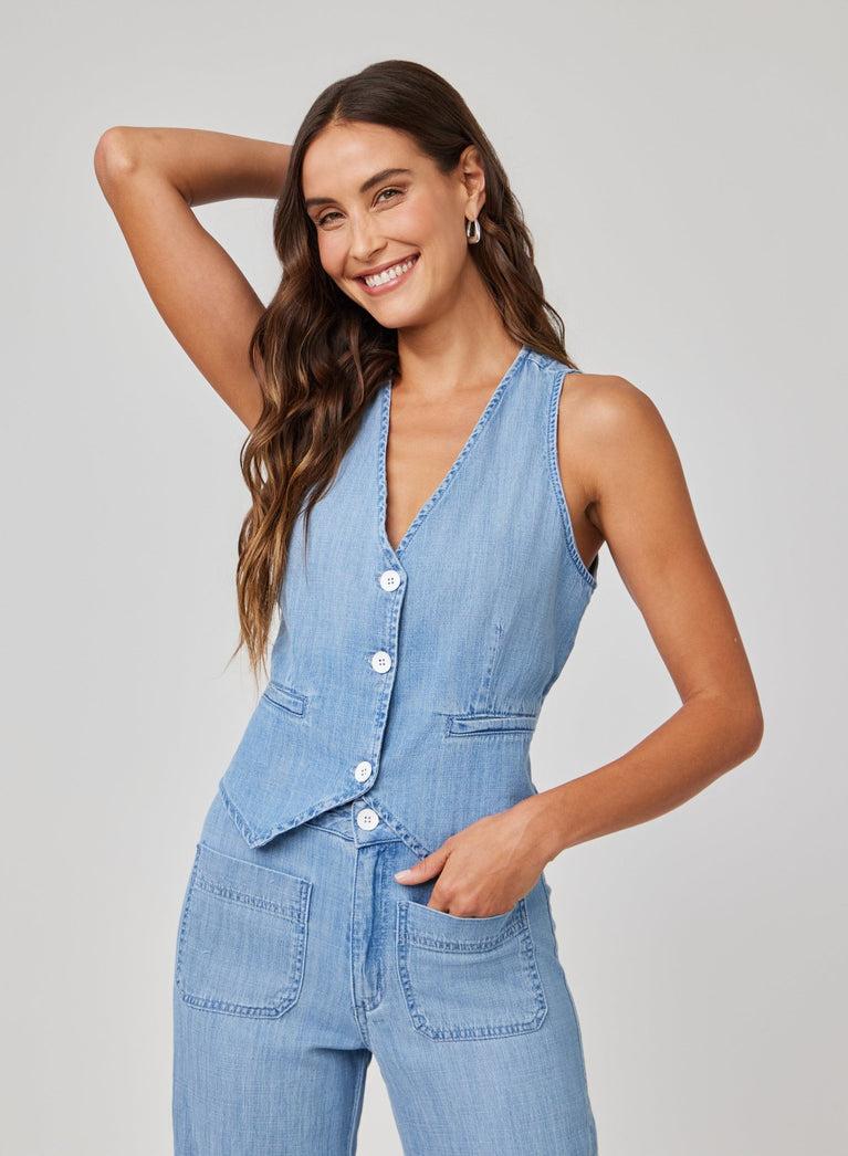 Bella Dahl Wren Welt Pocket Vest - Sea Breeze Wash