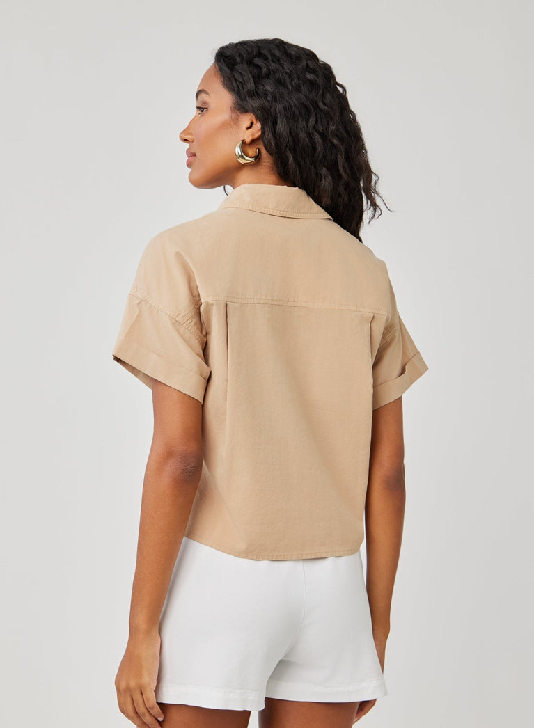 Bella Dahl Boxy Two Pocket Short Sleeve Shirt - Kona Khaki