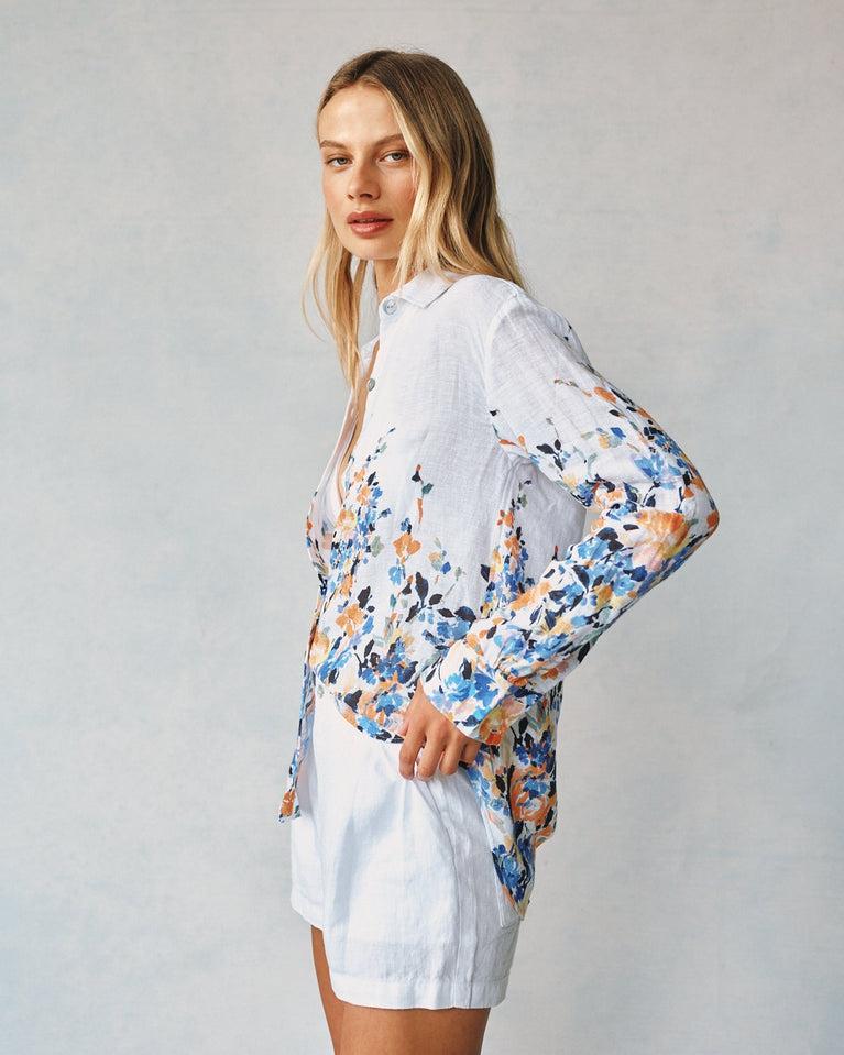 Bella Dahl Boyfriend Button Down - Border Floral Print