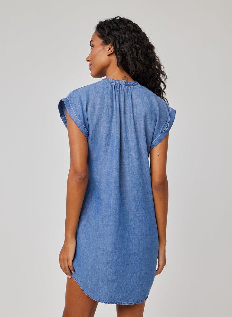 Bella Dahl Cap Sleeve Henley Dress - Moonlit Haze Wash