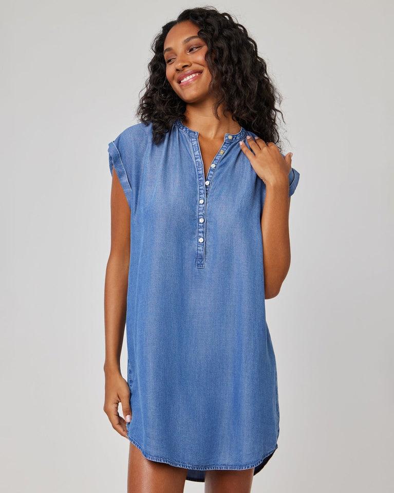 bella dahl Cap Sleeve Henley Dress - Moonlit Haze Wash