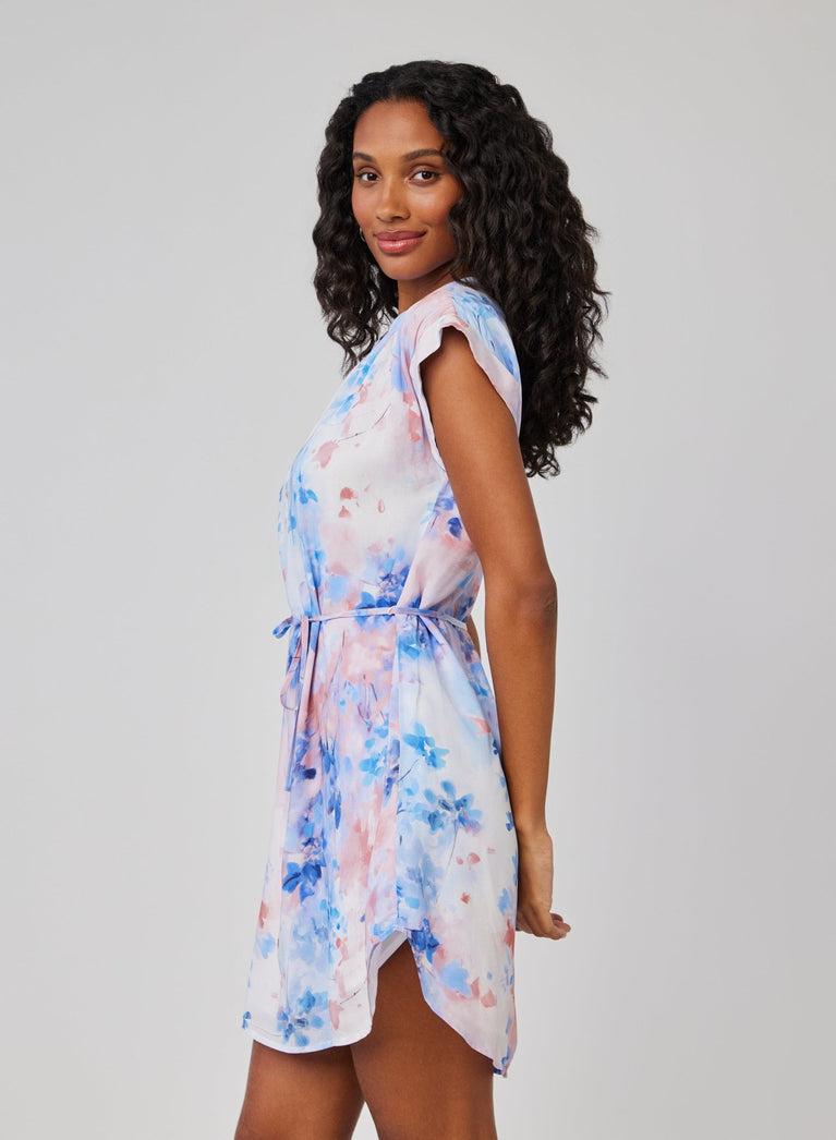 Bella Dahl Cap Sleeve Pullover Mini Dress - Garden Mist Print