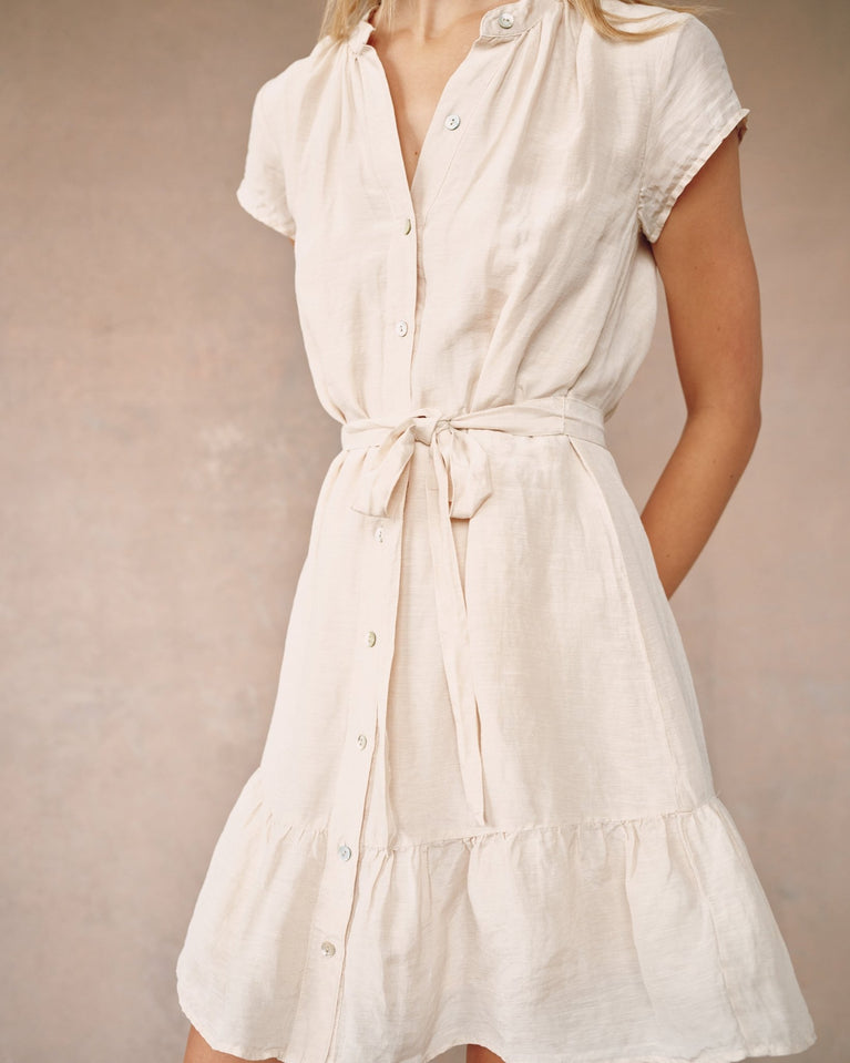 Bella Dahl Cap Sleeve Ruffle Hem Shirt Dress - Moroccan Sand