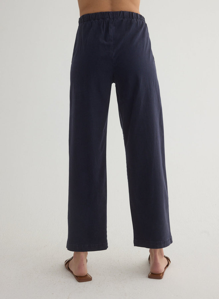 Bella Dahl Catalina Clean Front Wide Leg Crop - Italian Navy