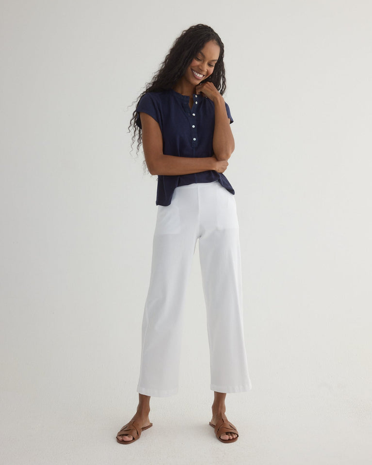 Bella Dahl Catalina Clean Front Wide Leg Crop - White
