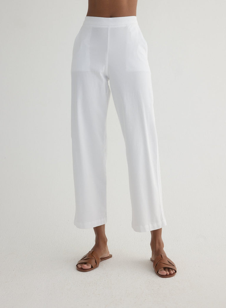 Bella Dahl Catalina Clean Front Wide Leg Crop - White