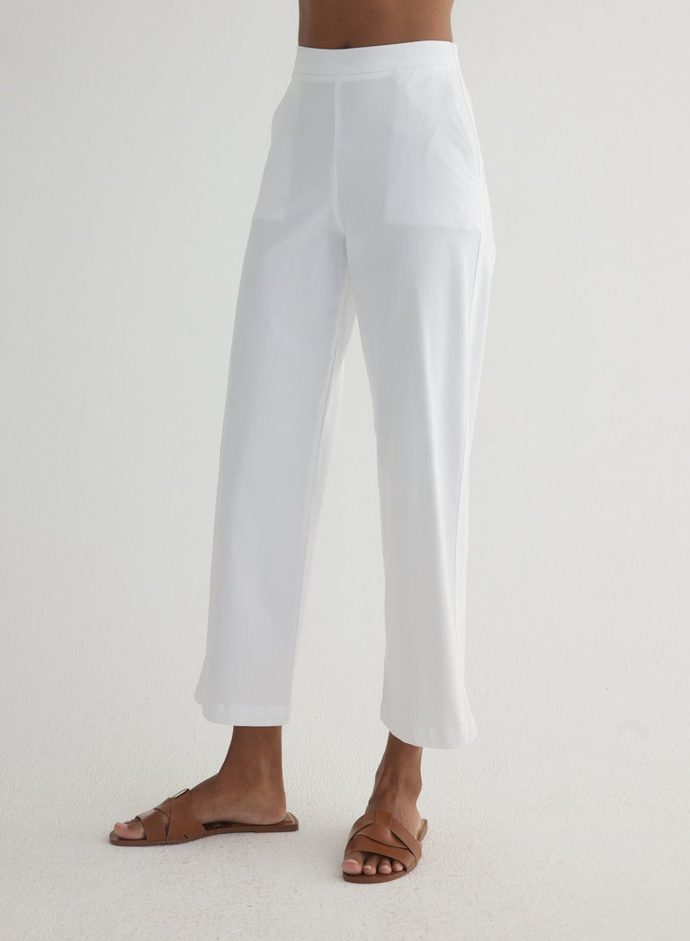 Bella Dahl Catalina Clean Front Wide Leg Crop - White