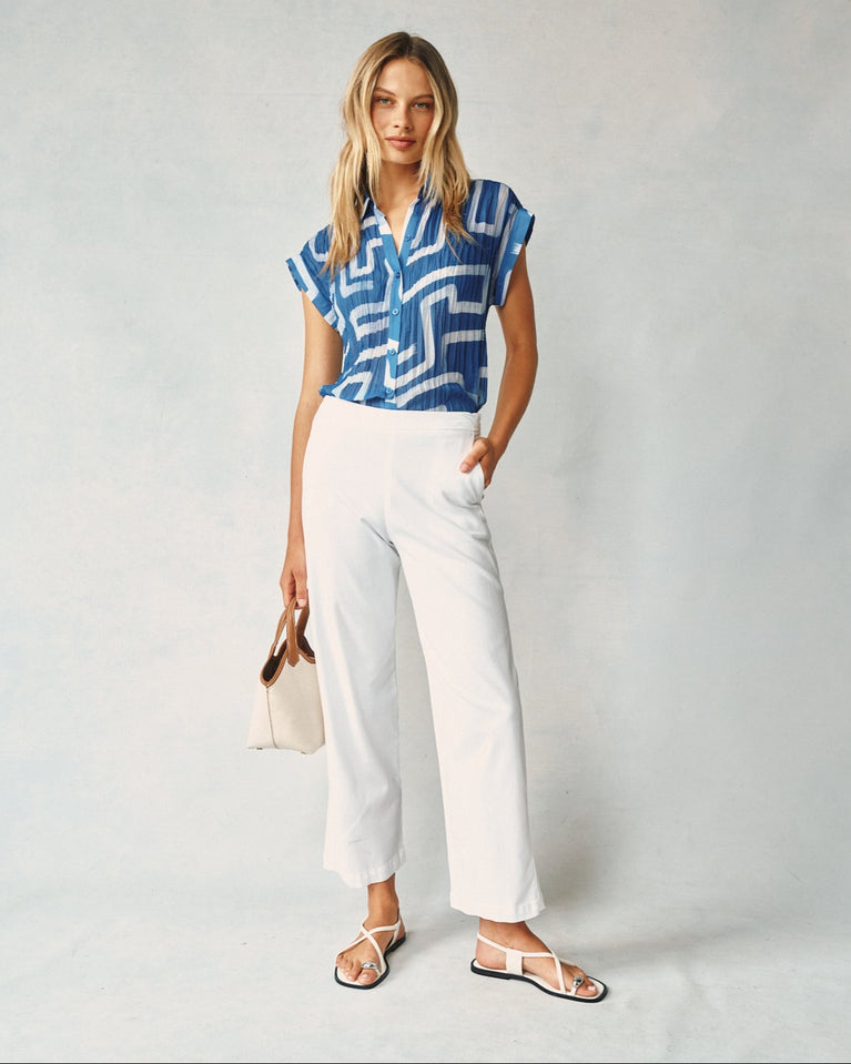 bella dahl Catalina Clean Front Wide Leg Crop - White