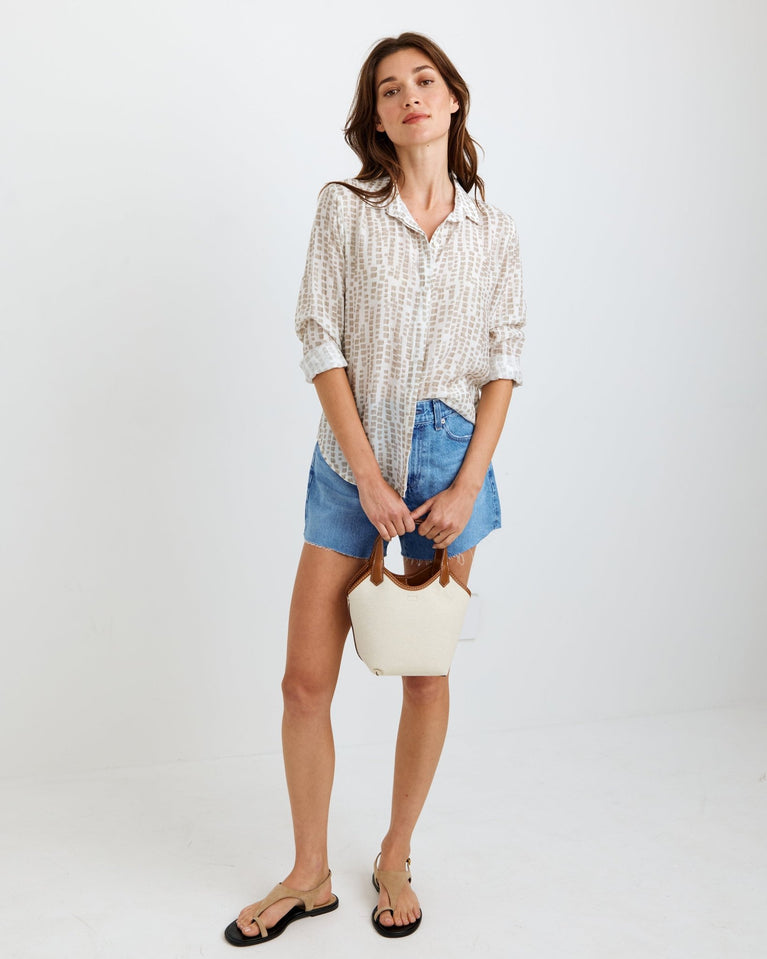 Bella Dahl Clean Front Hipster Shirt - Abstract Blocks Print