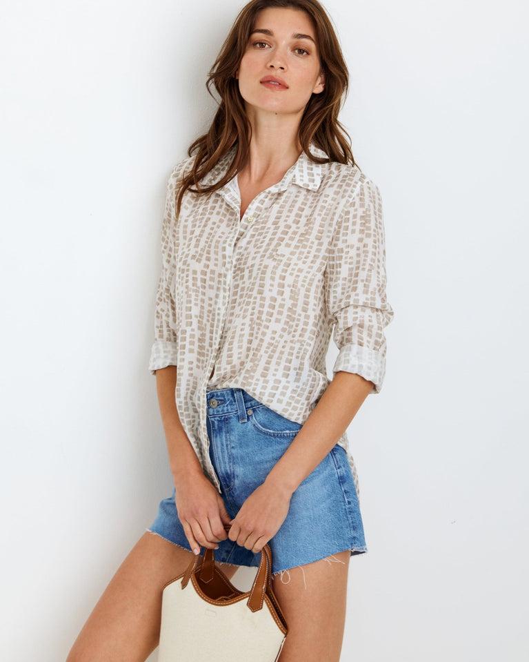 bella dahl Clean Front Hipster Shirt - Abstract Blocks Print