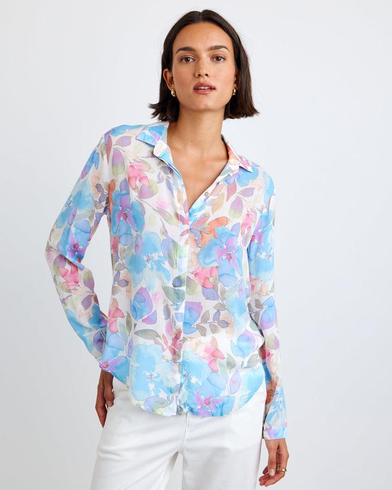 Bella Dahl Clean Front Hipster Shirt - Floral Garden Print