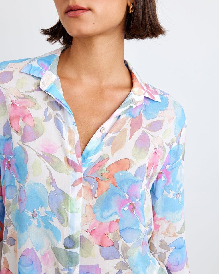 Bella Dahl Clean Front Hipster Shirt - Floral Garden Print