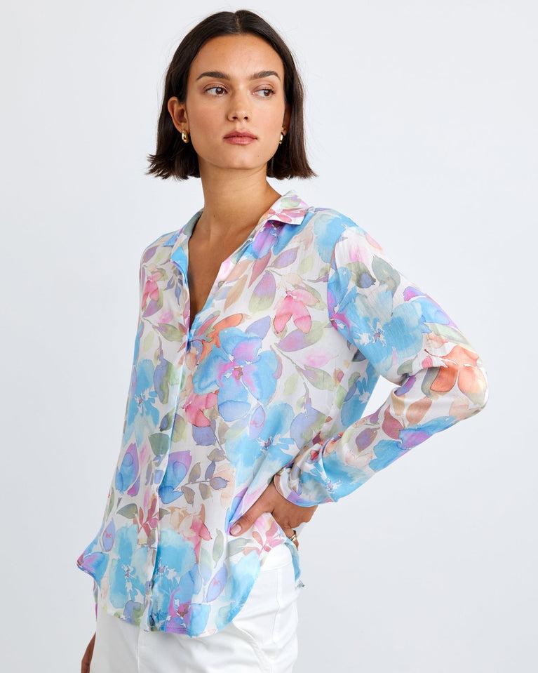 Bella Dahl Clean Front Hipster Shirt - Floral Garden Print