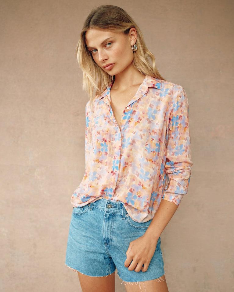 Bella Dahl Clean Front Hipster Shirt - Solstace Bloom Print