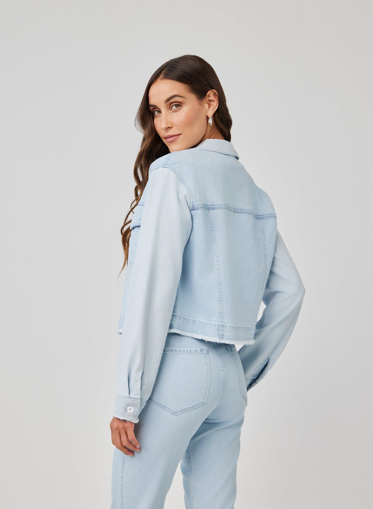 Bella Dahl Coco Frayed Mix Denim Jacket - Tidal Wash Spray