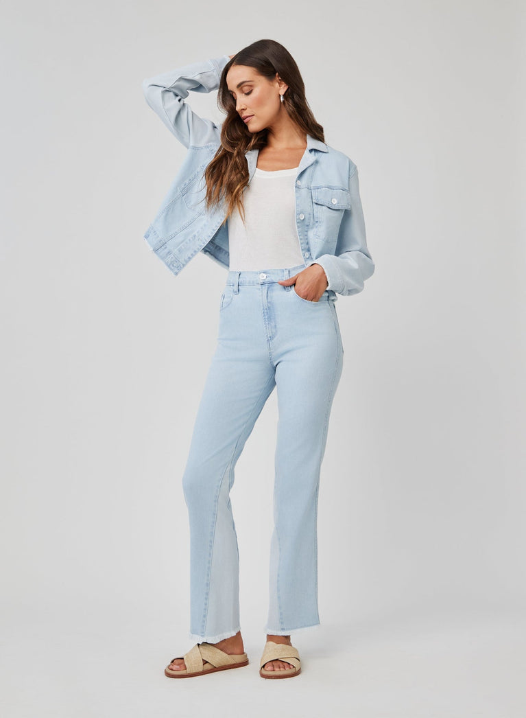 Bella Dahl Coco Frayed Mix Denim Jacket - Tidal Wash Spray