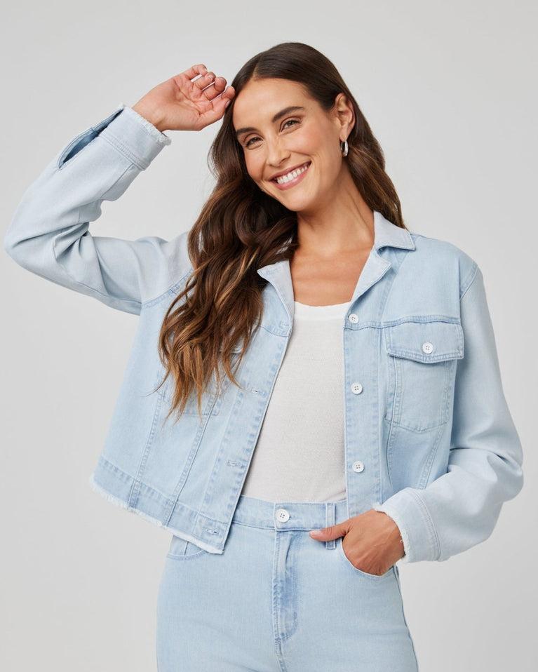 bella dahl Coco Frayed Mix Denim Jacket - Tidal Wash Spray