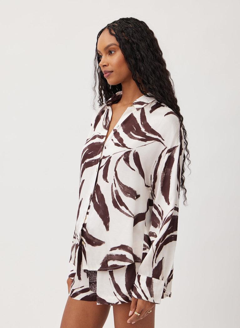 Bella Dahl Contrast Oversize Button Down - Moroccan Palm Print