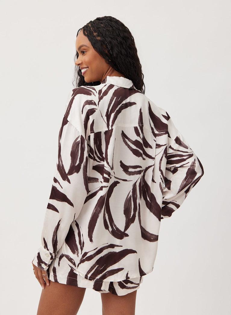 Bella Dahl Contrast Oversize Button Down - Moroccan Palm Print