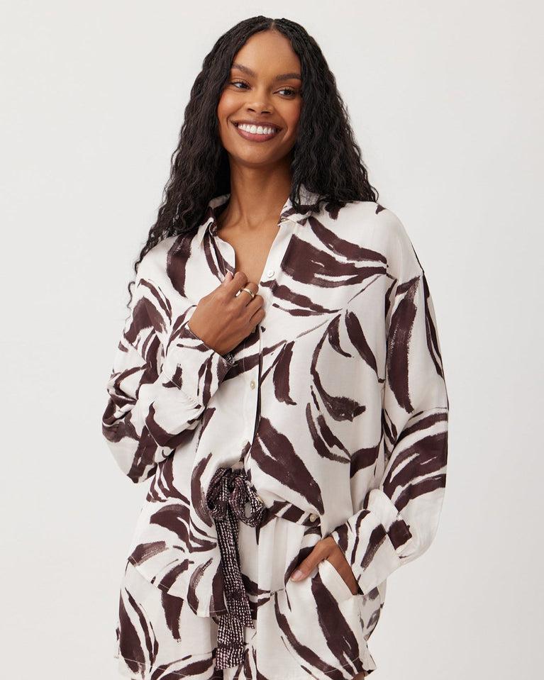 bella dahl Contrast Oversize Button Down - Moroccan Palm Print
