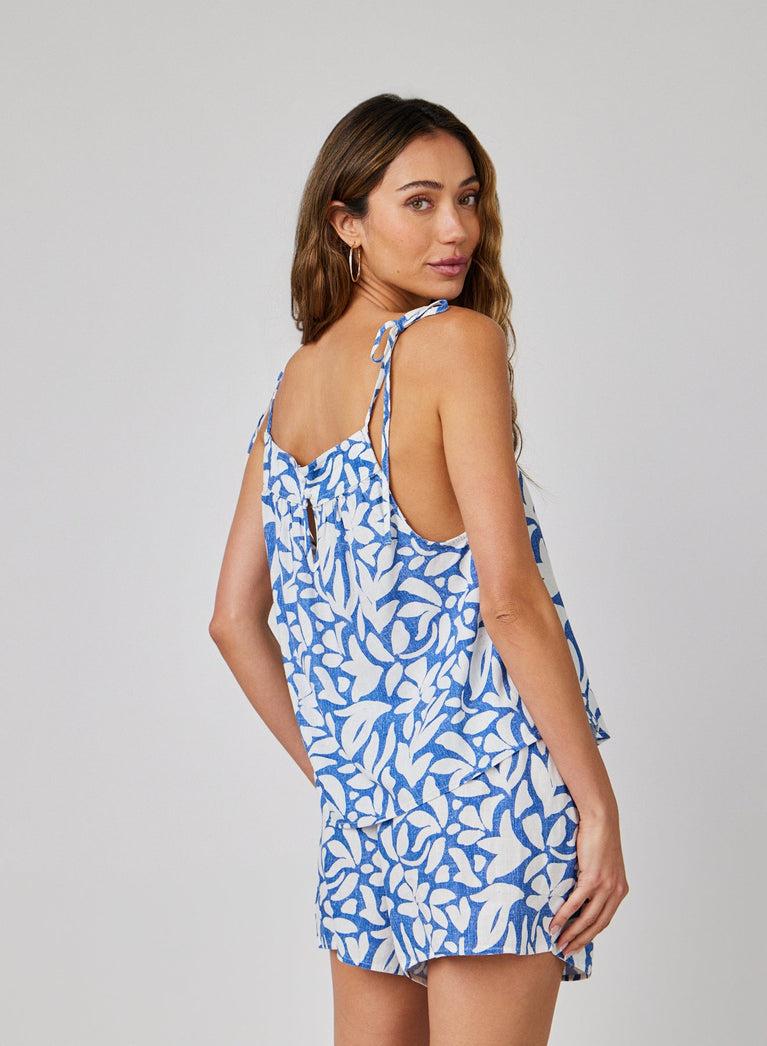 Bella Dahl Floral Tie Shoulder Tank - Stamped Floral Print