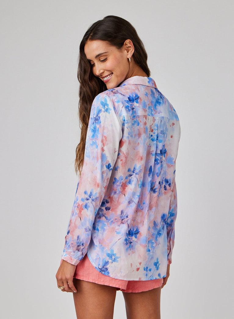 Bella Dahl Full Button Down Hipster Shirt - Garden Mist Print