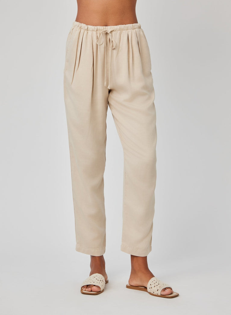 Bella Dahl Lina Pleated Drawstring Trouser - Khaki Shell