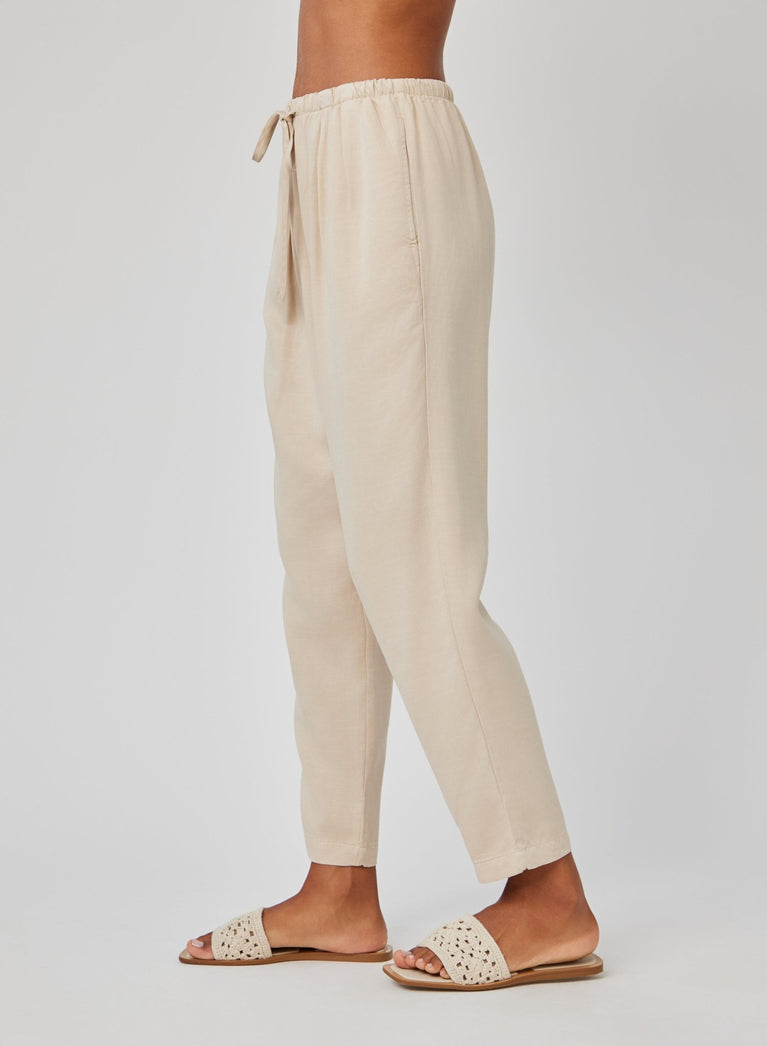 Bella Dahl Lina Pleated Drawstring Trouser - Khaki Shell
