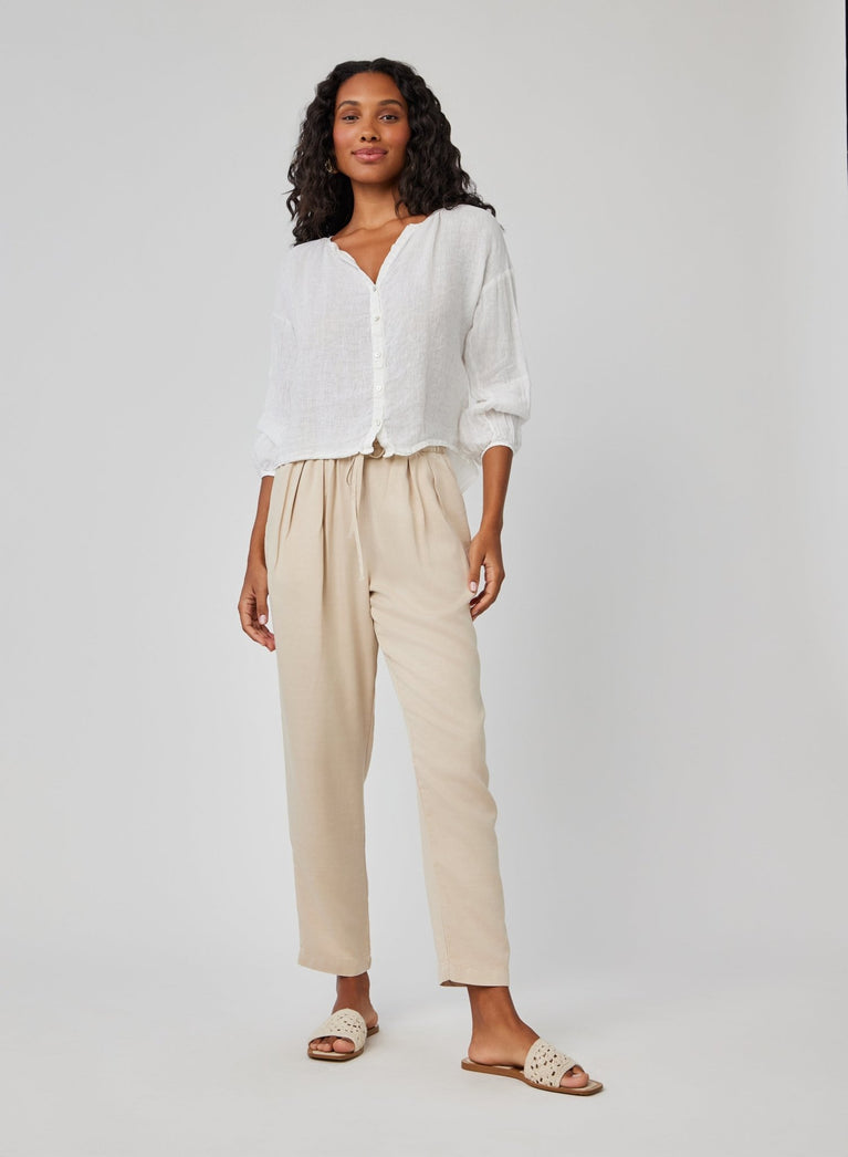 bella dahl Lina Pleated Drawstring Trouser - Khaki Shell