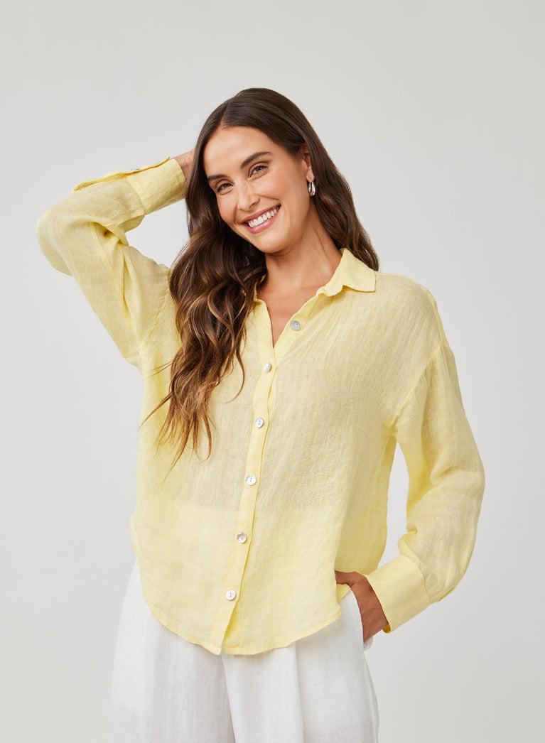 bella dahl Linen Boyfriend Button Down - Dahlia Yellow