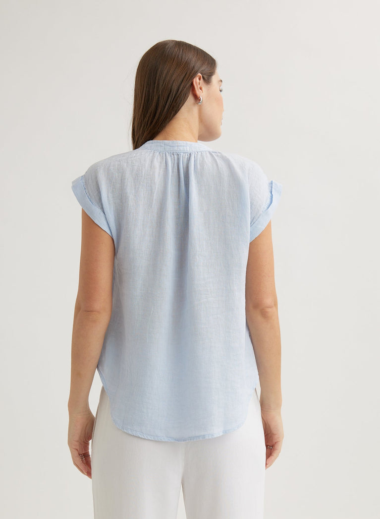 Bella Dahl Linen Cap Sleeve Pullover - Perennial Blue