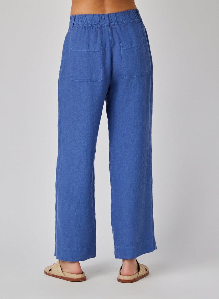 Bella Dahl Linen Pleated Wide Leg Ankle Pant - Antique Indigo