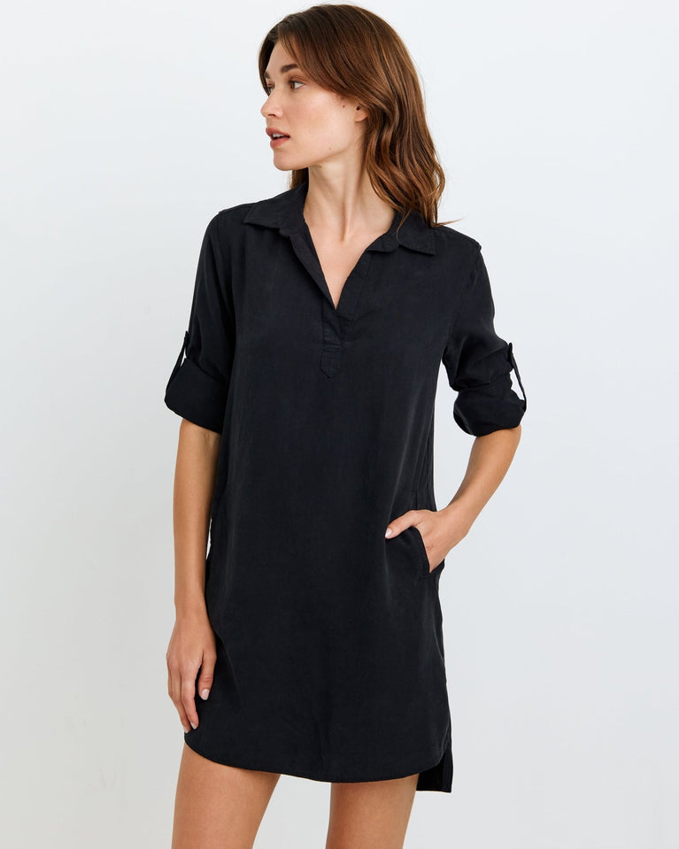 Bella Dahl Long Sleeve A-Line Shirt Dress - Vintage Black