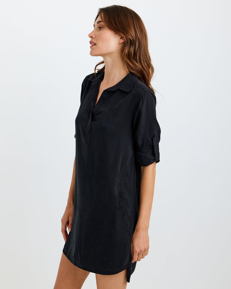 Bella Dahl Long Sleeve A-Line Shirt Dress - Vintage Black