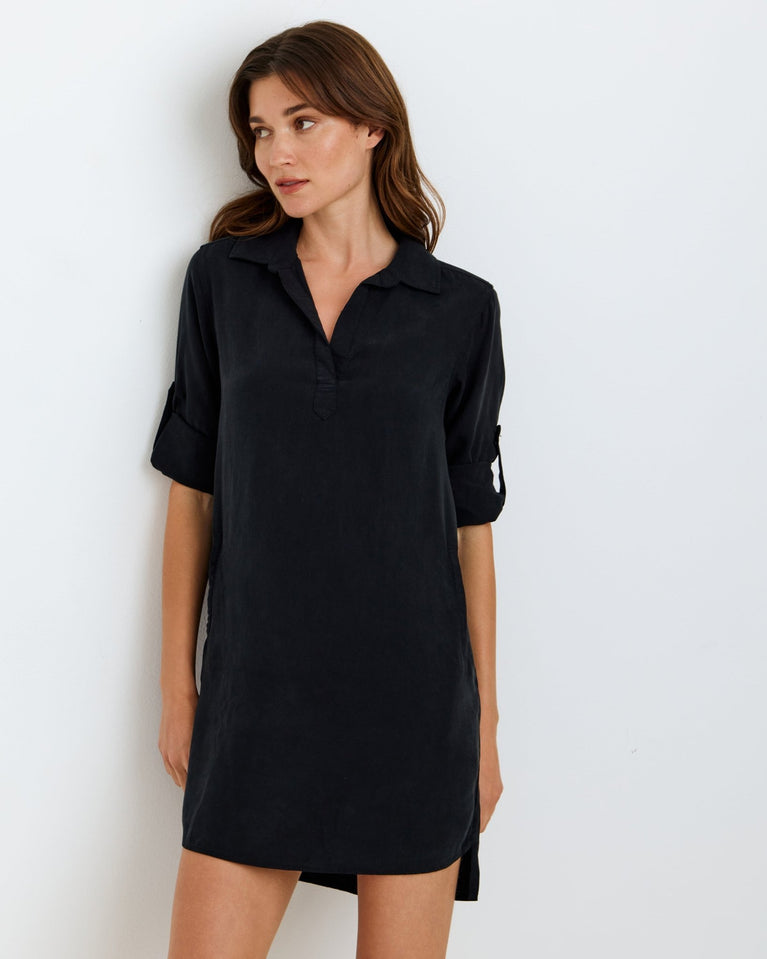 bella dahl Long Sleeve A-Line Shirt Dress - Vintage Black