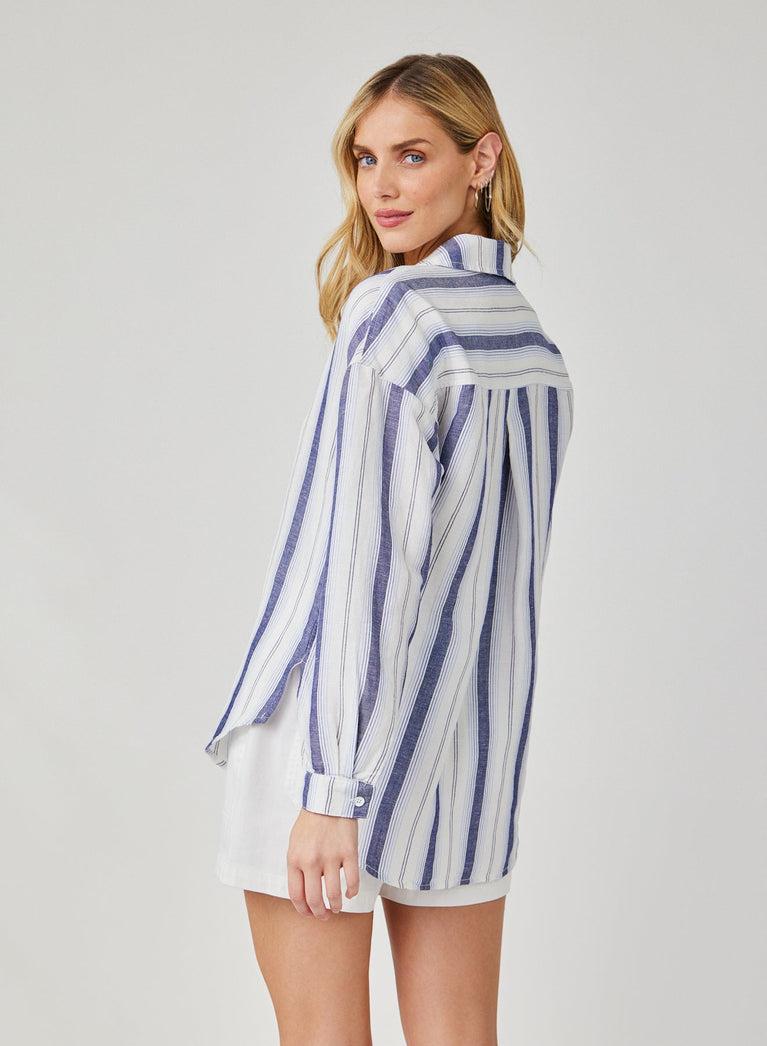 Bella Dahl Long Sleeve Button Down - Coastal Ombre Stripe