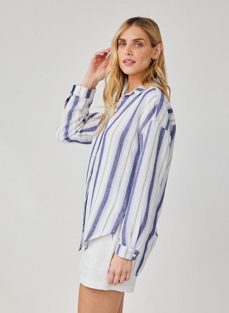 Bella Dahl Long Sleeve Button Down - Coastal Ombre Stripe
