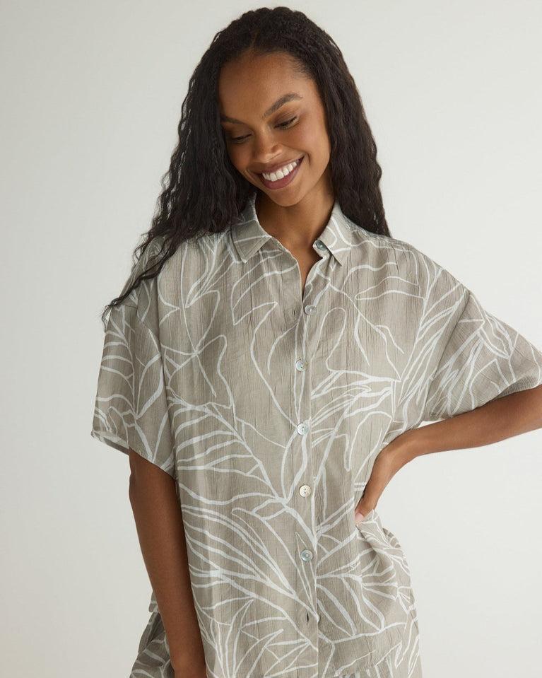 Bella Dahl Oversized Short Sleeve Shirt - Tropical Print