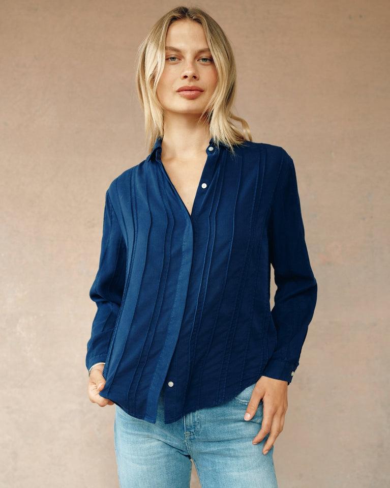 Bella Dahl Pintuck Hidden Placket Shirt - Summer Navy