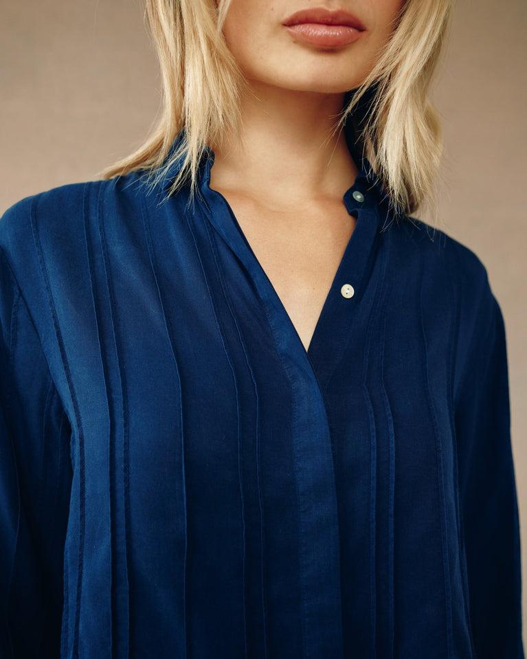 Bella Dahl Pintuck Hidden Placket Shirt - Summer Navy