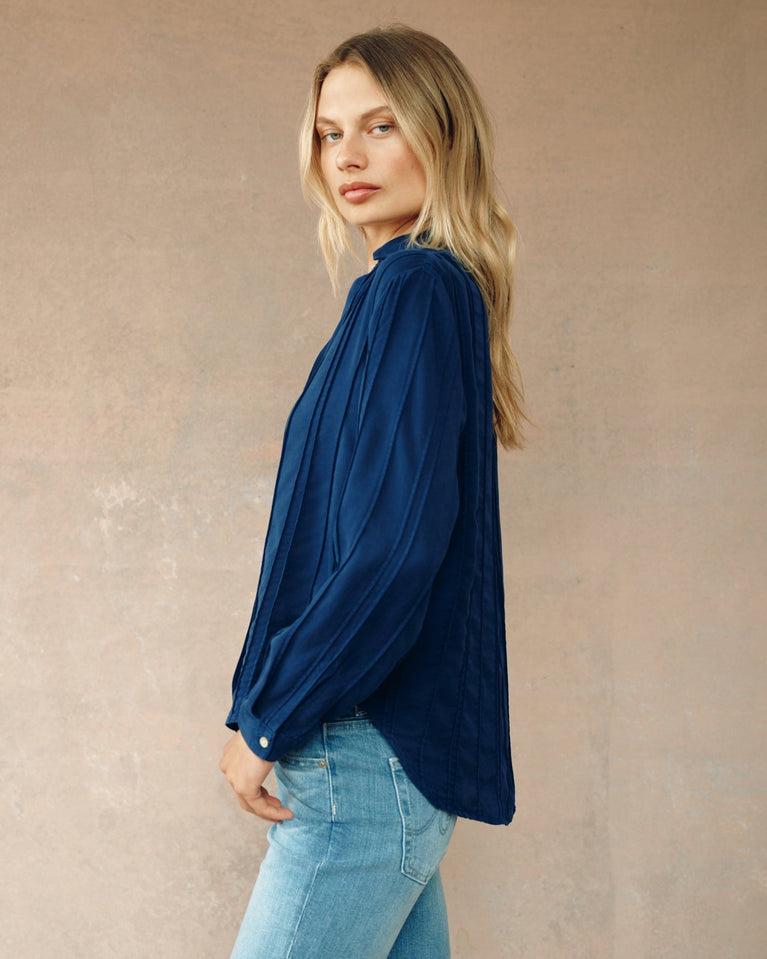 Bella Dahl Pintuck Hidden Placket Shirt - Summer Navy