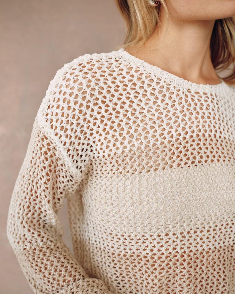 Bella Dahl Relaxed Dropped Shoulder Sweater - Khaki Color Block