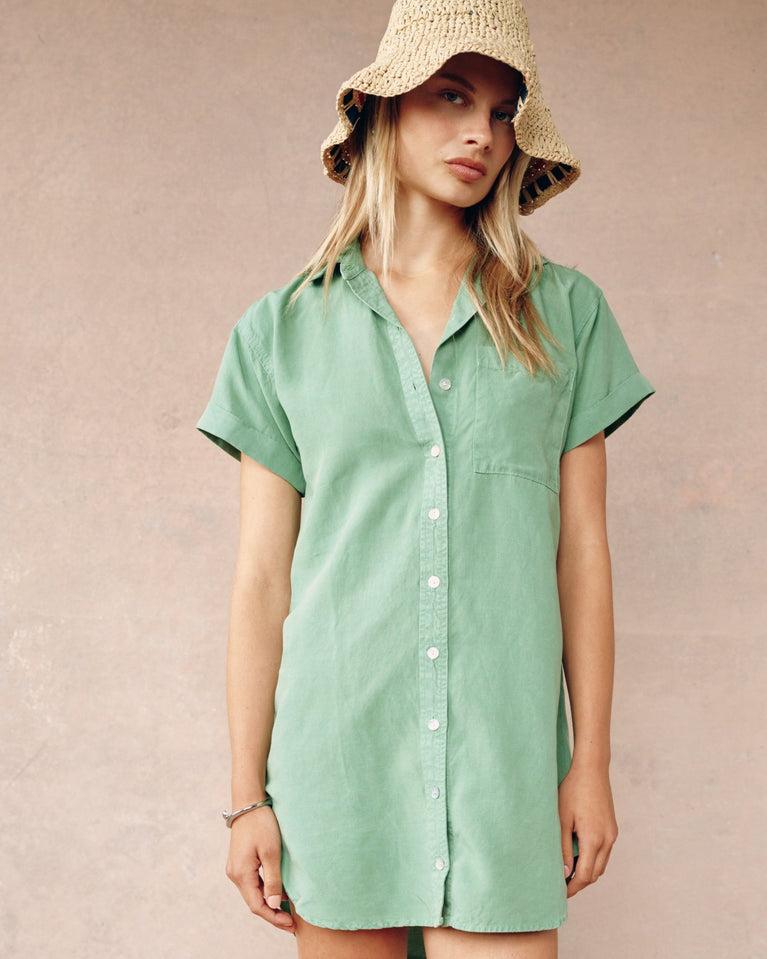 bella dahl Roll Sleeve Pocket Shirt Dress - Summer Green