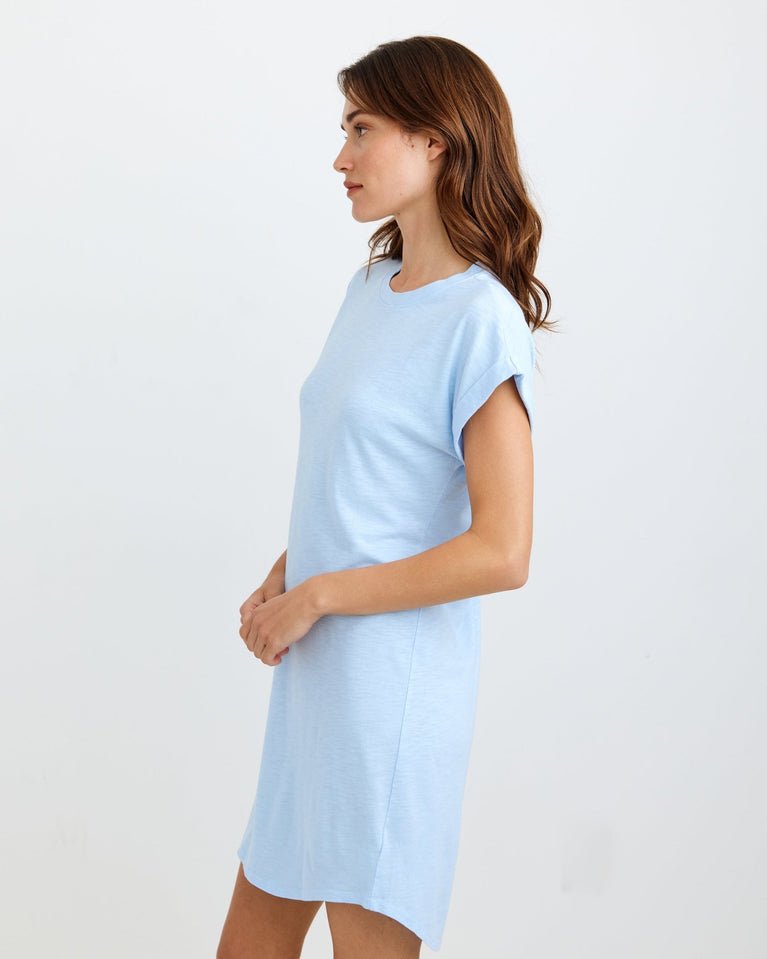 Bella Dahl Roll Sleeve T-Shirt Dress - Perennial Blue