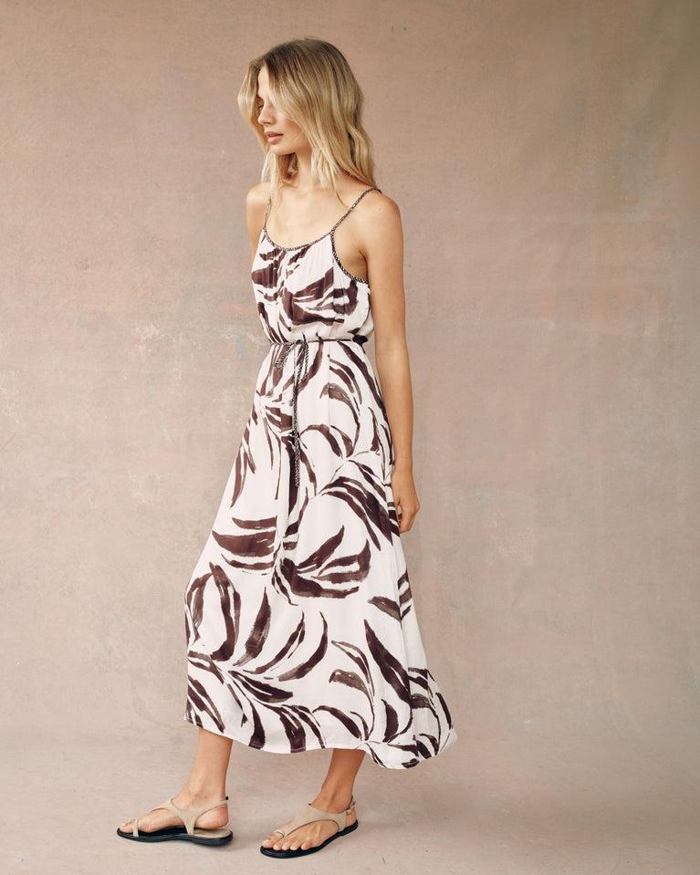 Bella Dahl Shirred Cami Maxi Dress - Moroccan Palm Print