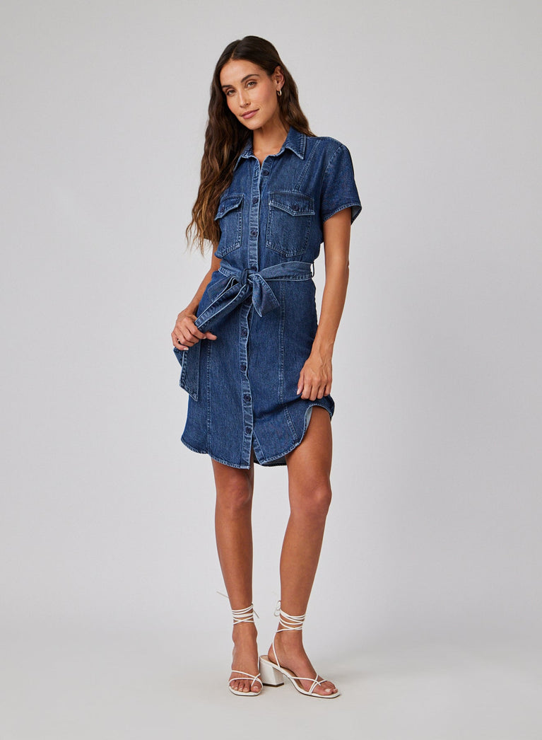 Bella Dahl Short Sleeve Seamed Shirt Dress - Horizon Wash