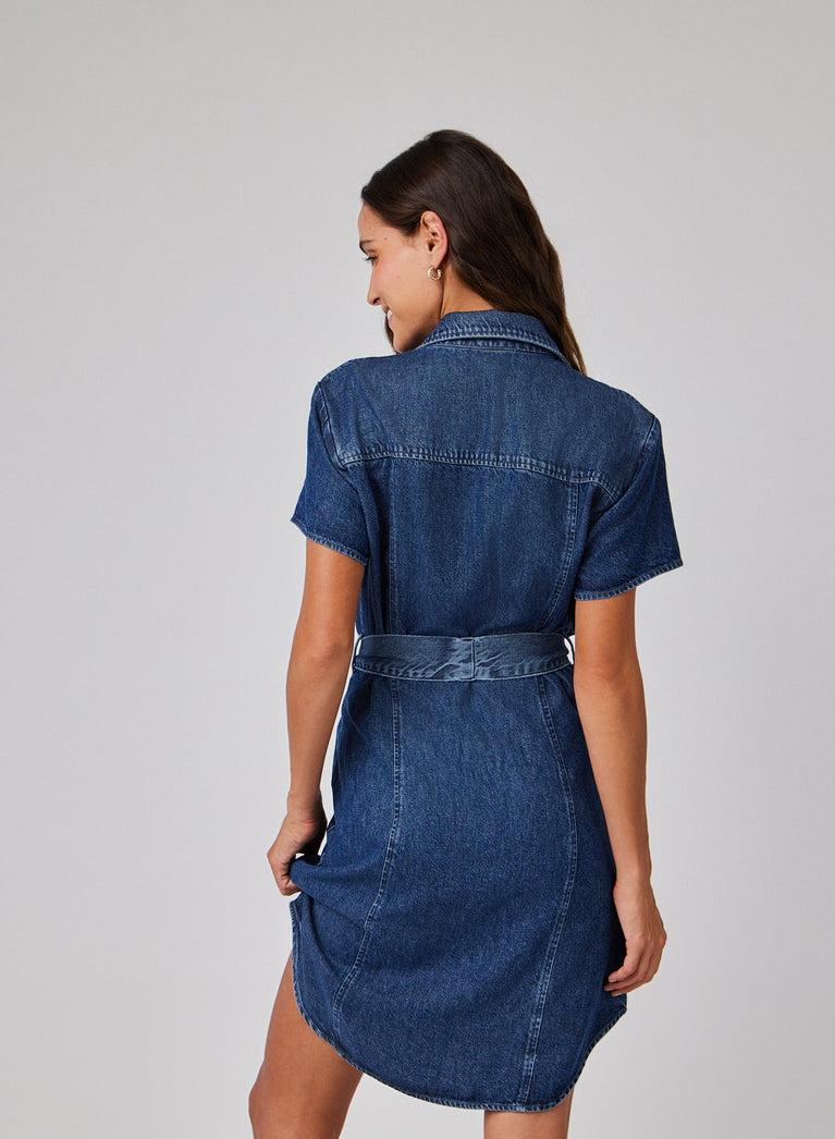 Bella Dahl Short Sleeve Seamed Shirt Dress - Horizon Wash